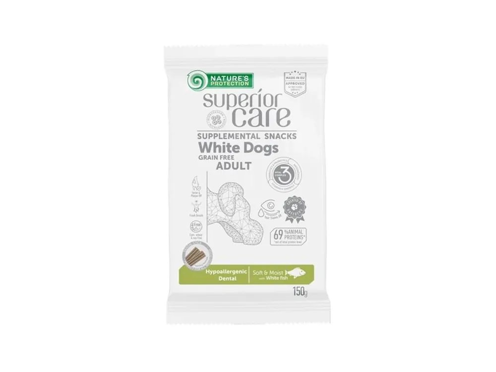 Must-Have Nature‘s Protection Superior Care Snack White Dogs Hypoallergenic Dental GF White Fish 150 g