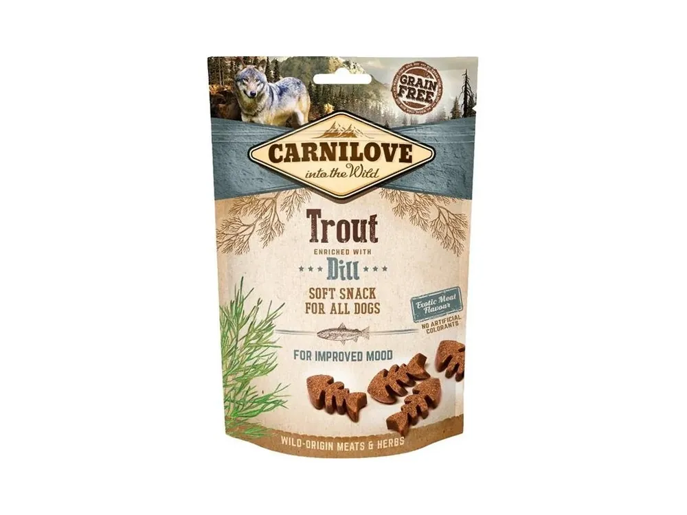 Levný Carnilove Dog Semi Moist Snack Trout enriched with Dill 200 g