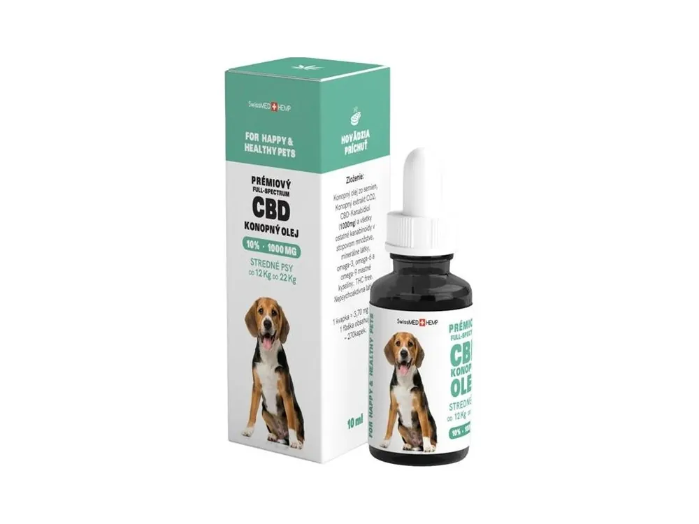 CBD konopný olej 10%, 10 ml - střední pes Ověřený