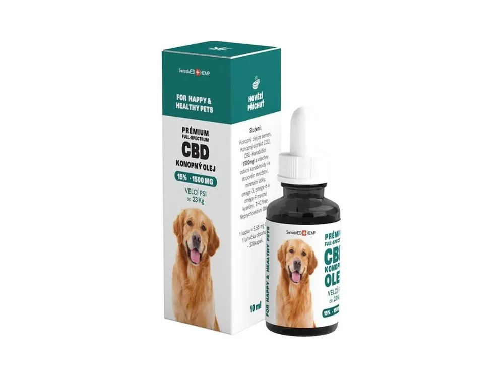 CBD konopný olej 15%, 10 ml - velký pes Cenová Bomba