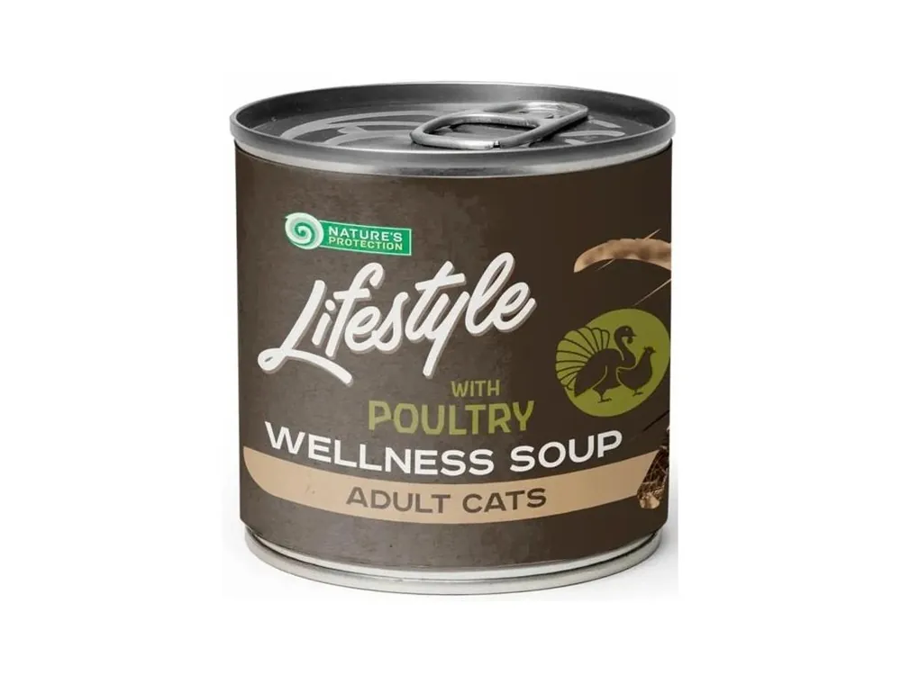 Horká Nabídka Nature‘s Protection Cat Soup LifeStyle Longhair Poultry 140 ml