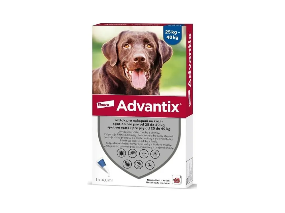 Advantix S.O. pes 25-40 kg a.u.v. modrý sol 1 x 4 ml Akce