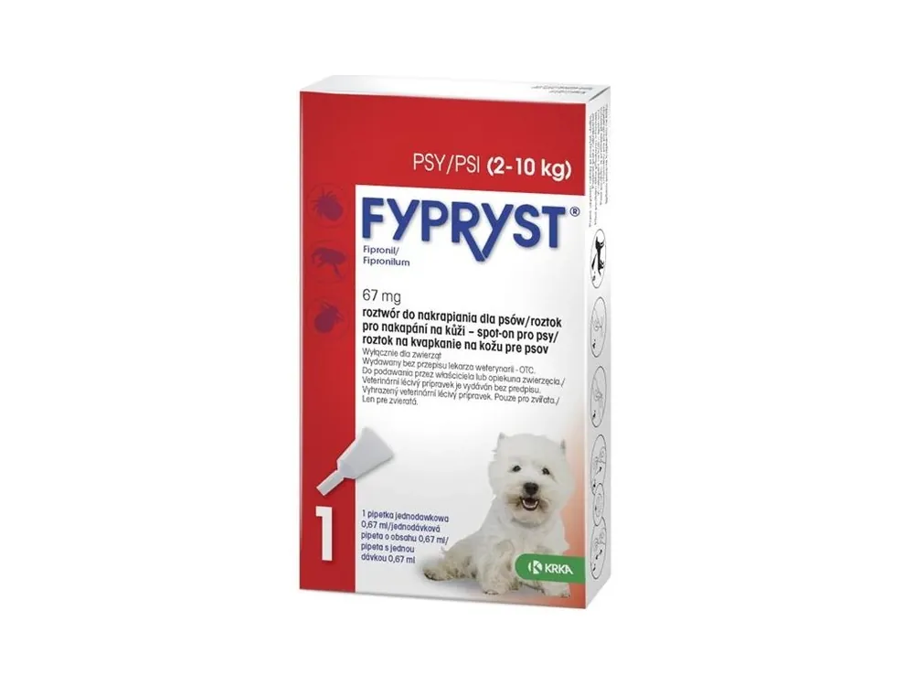 Autentický Fypryst spot on a.u.v. S (pes 2-10kg) sol 1x0,67 ml