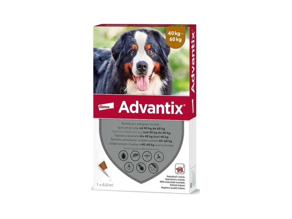 Cenová Bomba Advantix S.O. pes 40-60 kg a.u.v. hnědý sol 1 x 6 ml