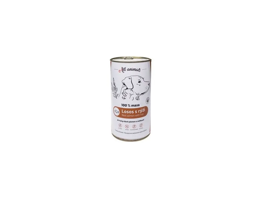 All Animals DOG konz. Losos mletý s rýží 1200g Finální Výprodej
