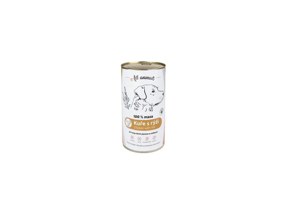 Ihned K Objednání All Animals DOG konz. Kuřecí mleté s rýží 1200g