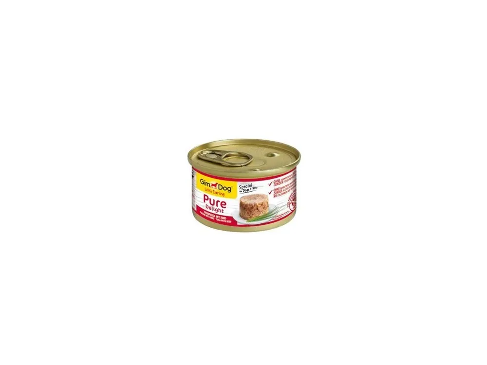 GimDog Pure Delight konz. tuňák&hovězí 85g Víkendová Akce