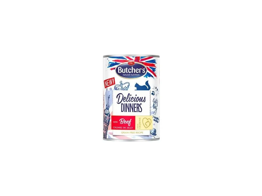Butcher‘s Cat Delic.Dinners hovězí v želé konz. 400g Odeslání Ihned