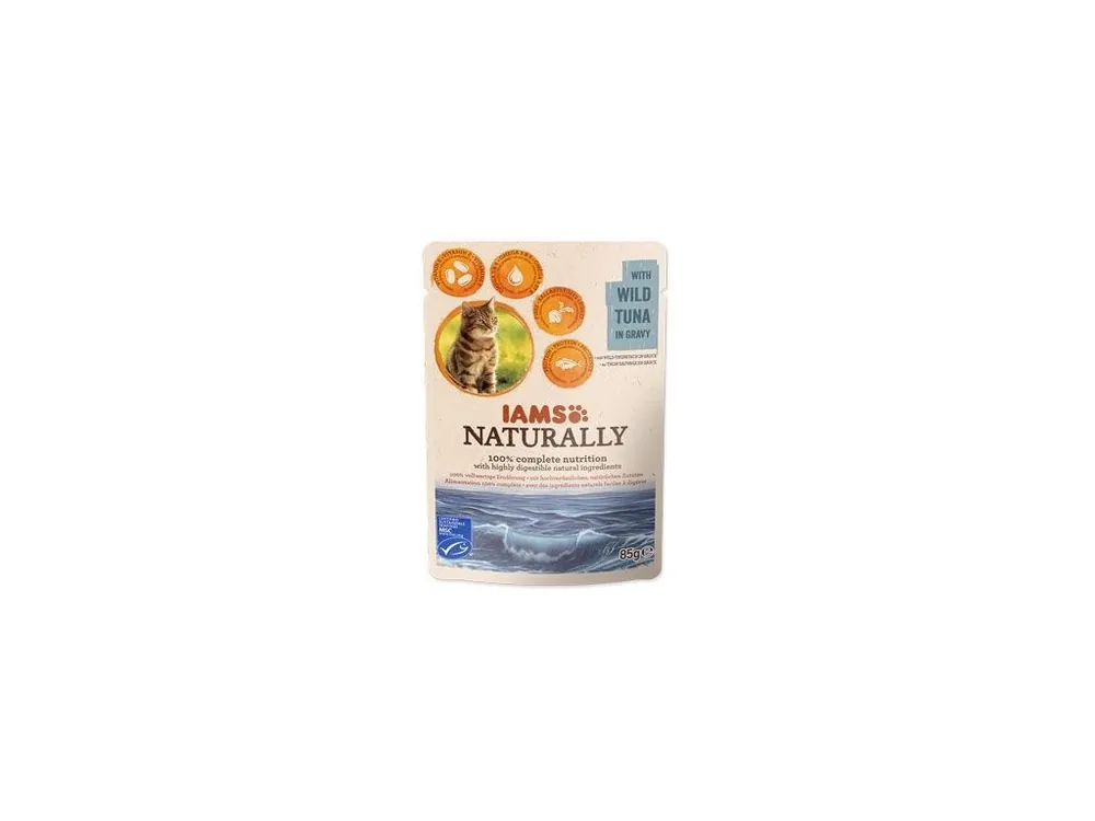 Iams Cat Adult Naturally kapsa Wild Tuna in gravy 85g Akce