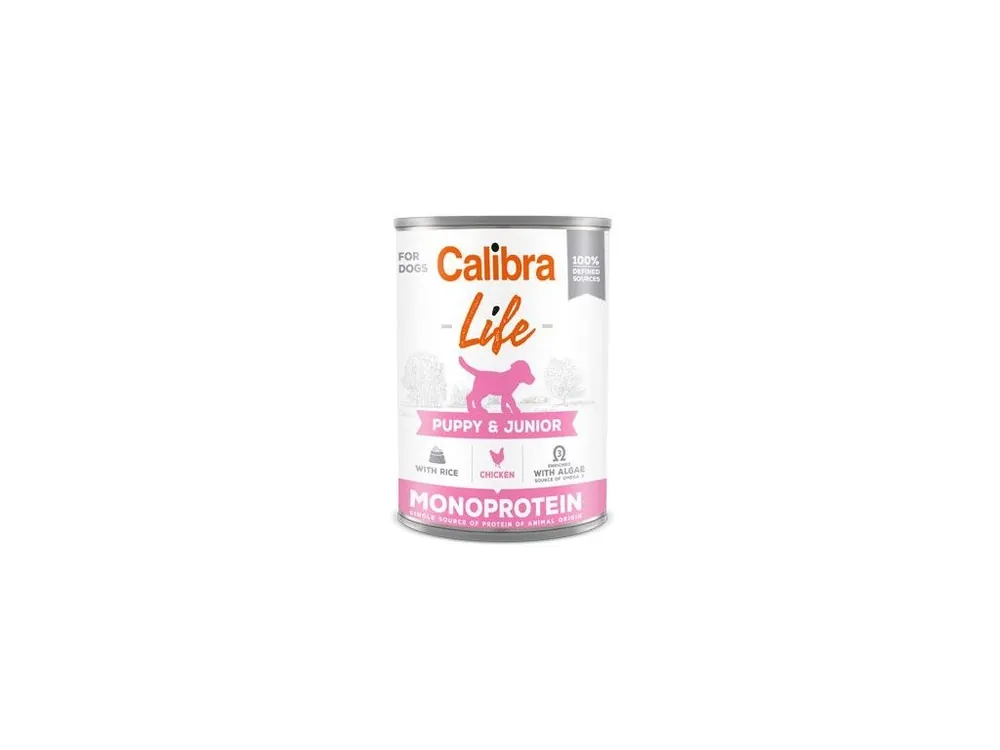Vysoce Kvalitní Calibra Dog Life konz.Puppy&Junior Chicken&rice 400g