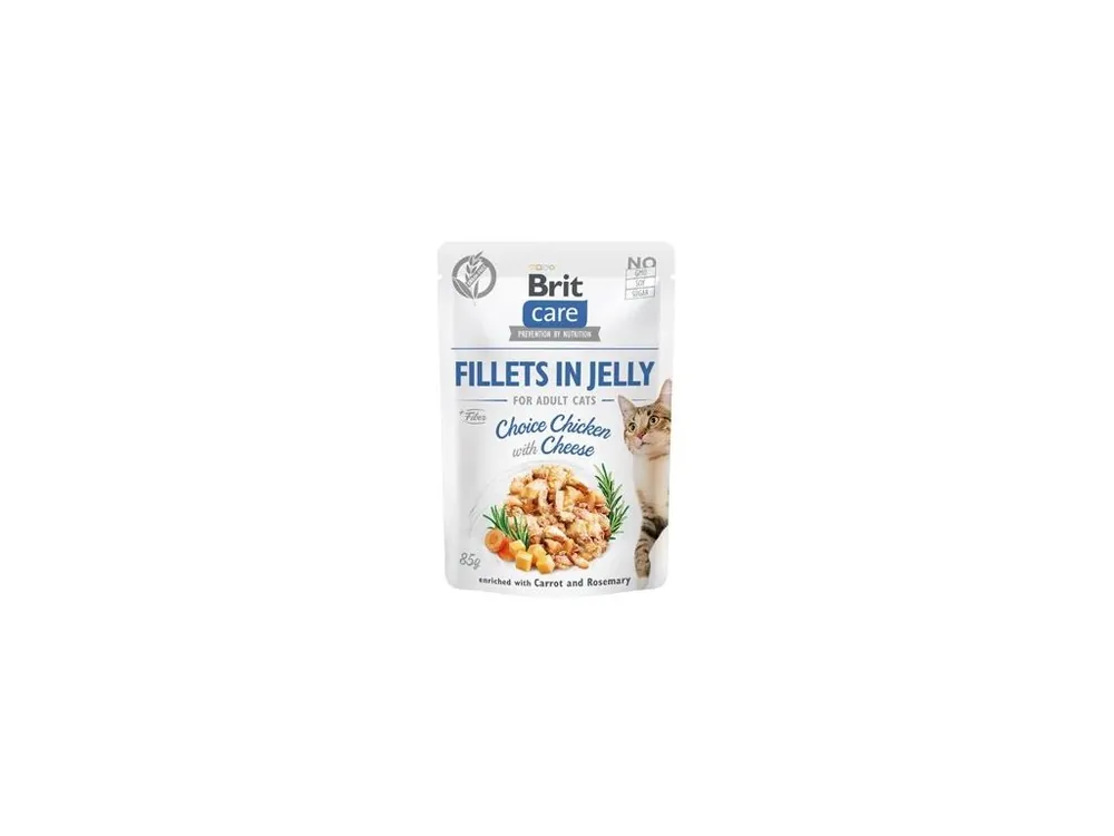 Značkový Brit Care Cat Fillets in Jelly Chicken&Cheese 85g