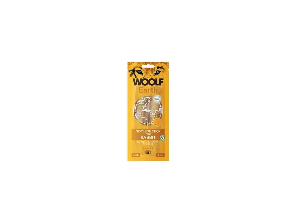 WOOLF Earth poch. NooHide L Sticks with Rabbit 85g Nová Kolekce