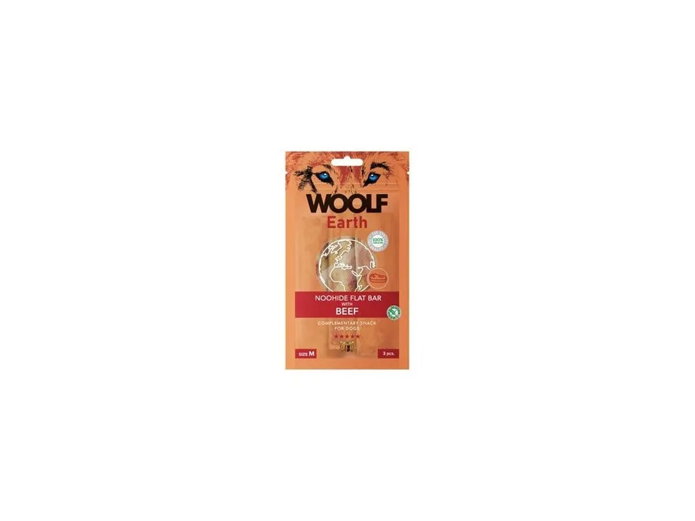 Akční Nabídka WOOLF Earth poch. NooHide M Flat Bar Beef 90g