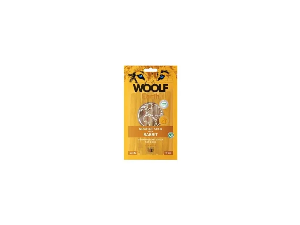 Značkový WOOLF Earth poch. NooHide S Sticks with Rabbit 90g