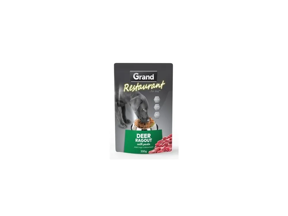 GRAND Dog kapsa Restaurant jelení ragú 300g Poslední Šance