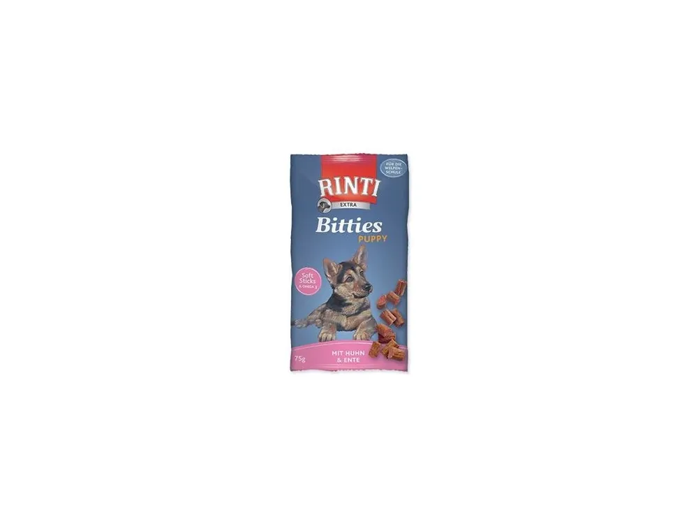 Sleva Rinti Dog Extra Bits Puppy pochoutka kuře+kachna 75g