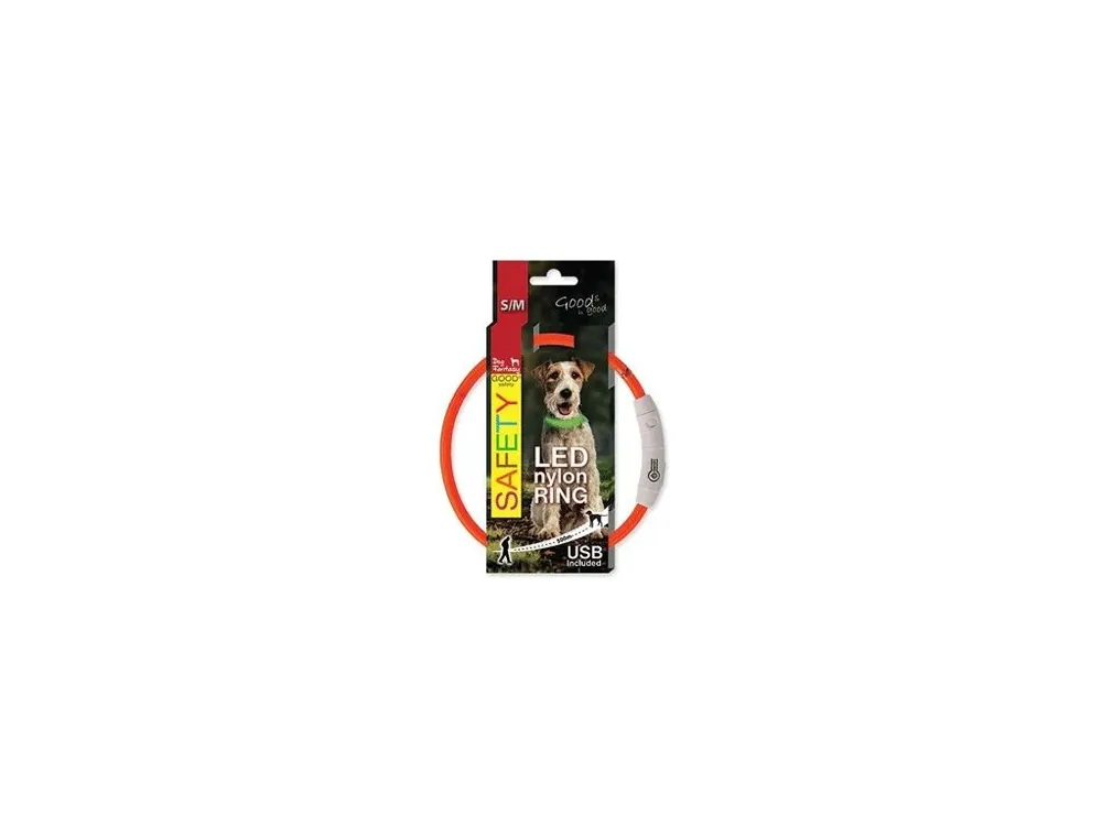 Obojek DOG FANTASY světelný USB oranžový 45cm 1ks Nová Kolekce