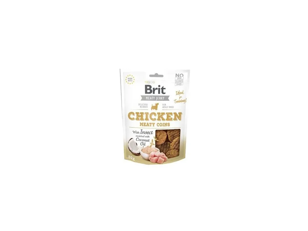 Finální Výprodej Brit Jerky Chicken with Insect Meaty Coins 80g