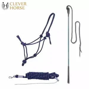 Autentický SET PRO KONĚ HORSEMANSHIP (Provazová ohlávka + pracovní lano + hůlka)