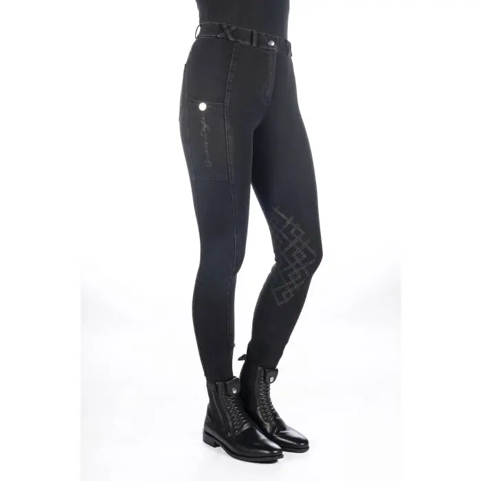 Dámské rajtky HKM Harbour Island Denim kneegrip - Barva ČernáVelikost 36 Sezónní Sleva