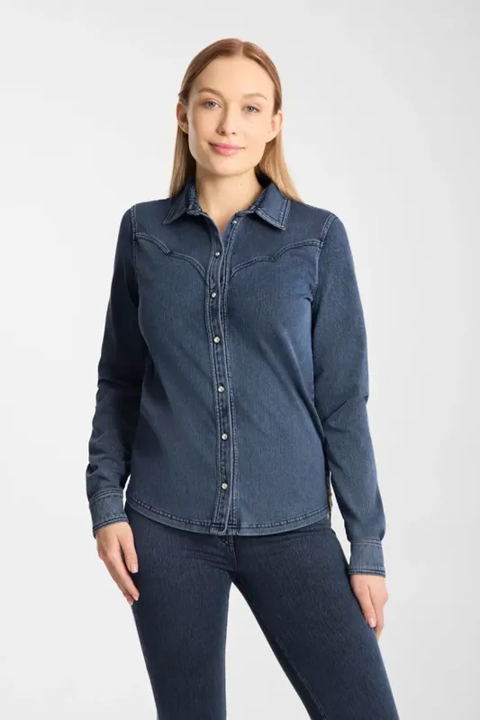 Ověřený Dámská westernová košile Horze Ulrika - Barva denimVelikost 38