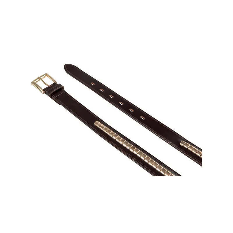 Levný Kožený opasek Equestro CLINCHER - Barva hnědá/zlatáVelikost 70 cm