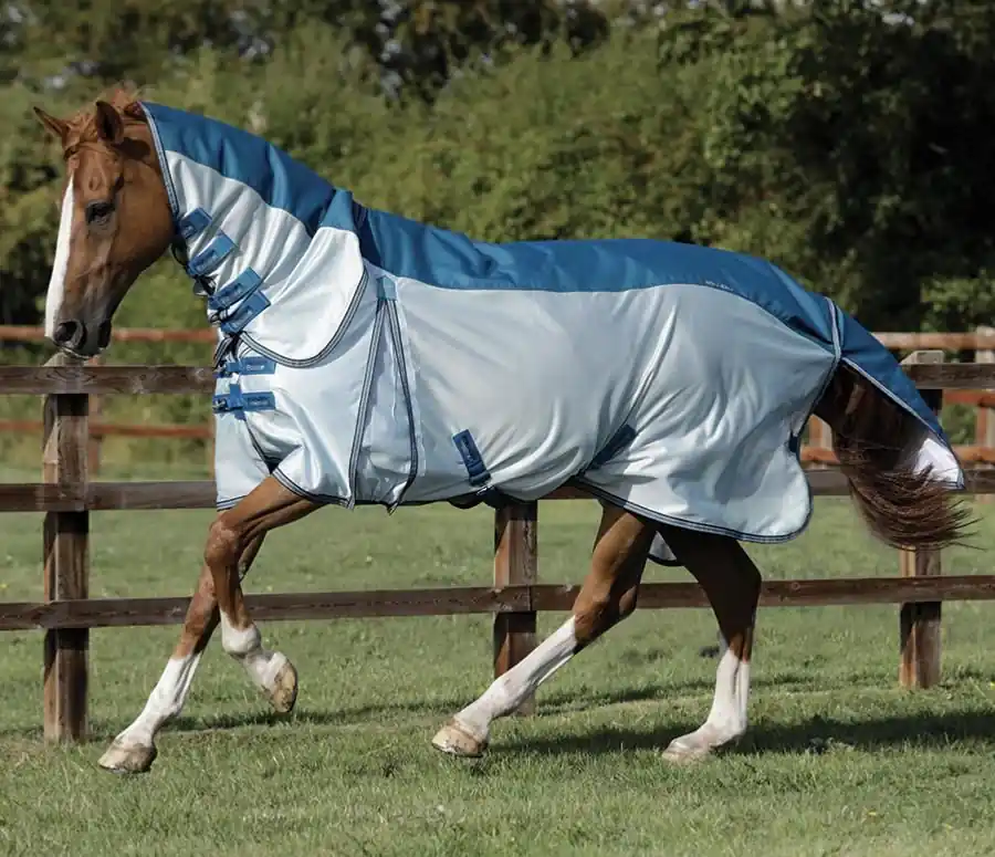 Ověřený Letní nepromokavá/síťová deka pro koně Premier Equine Stay-Dry - Barva VínováVelikost 5,9" (125cm)