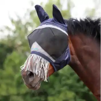Značkový Maska proti hmyzu Shires s třásněmi + 70% UV - Barva Tm. modráVelikost xFULL