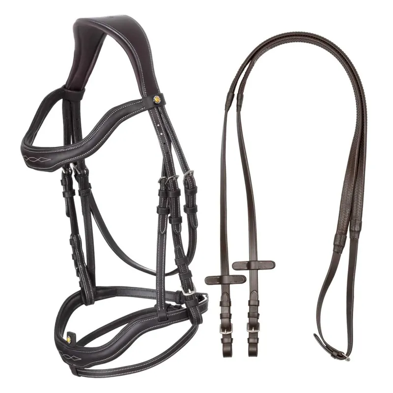 Měkká kožená uzdečka EQUESTRO - Barva Tmavě hnědáVelikost COB Koupit Online
