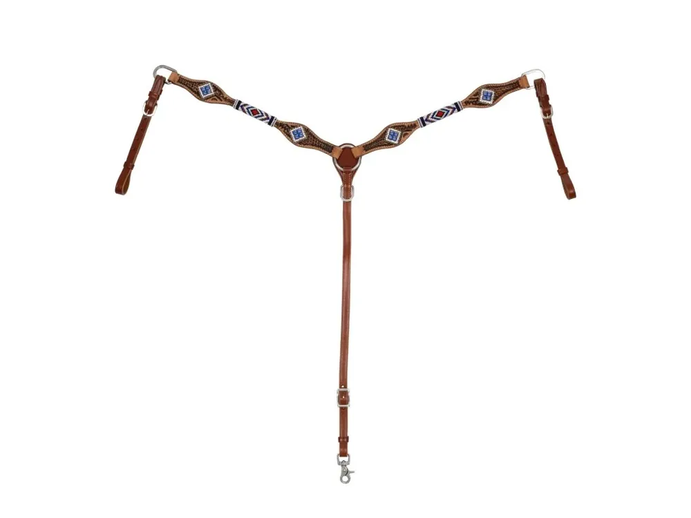 Zlevněný Westernový poprsník s blue diamond decorations Pool‘s, brown