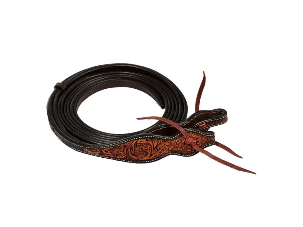 Speciální Cena Westernové kožené otěže s Floral toolingem, dark brown