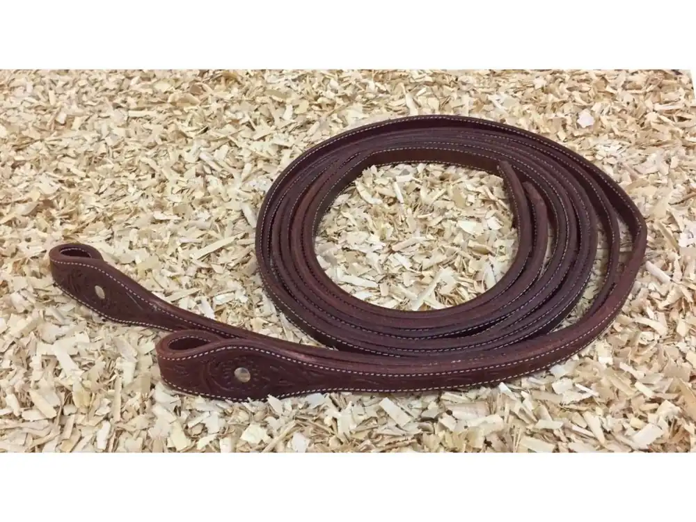 Tovární Cena Kožené westernové otěže zdobené toolingem, dělené, dark chestnut