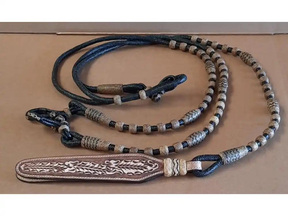 Profi Romal reins, extra jemné rawhide Buckaroo, black/caramel Sezónní Sleva