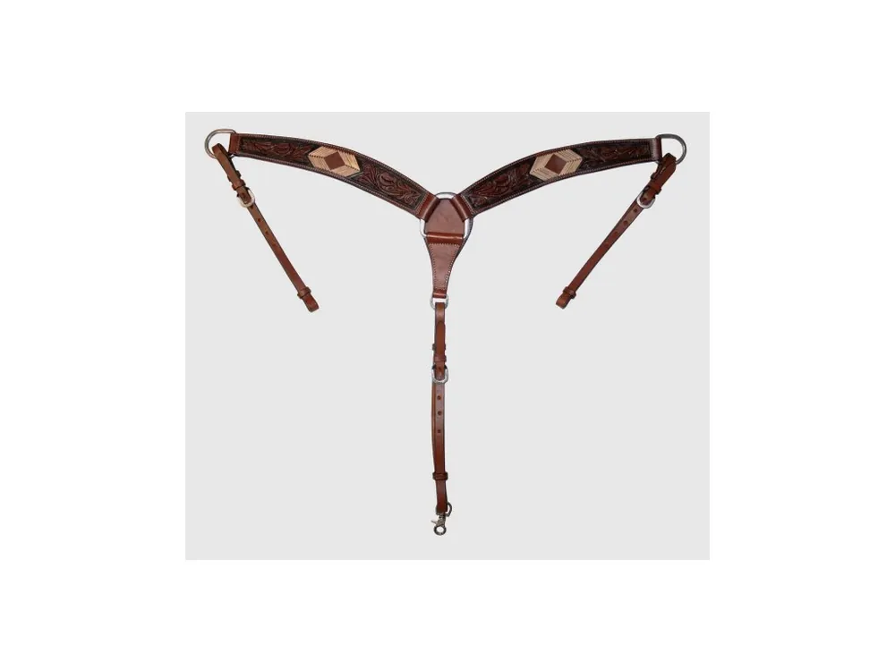 Ověřený EE Tack westernový poprsník s rawhide zdobením, dark/chestnut