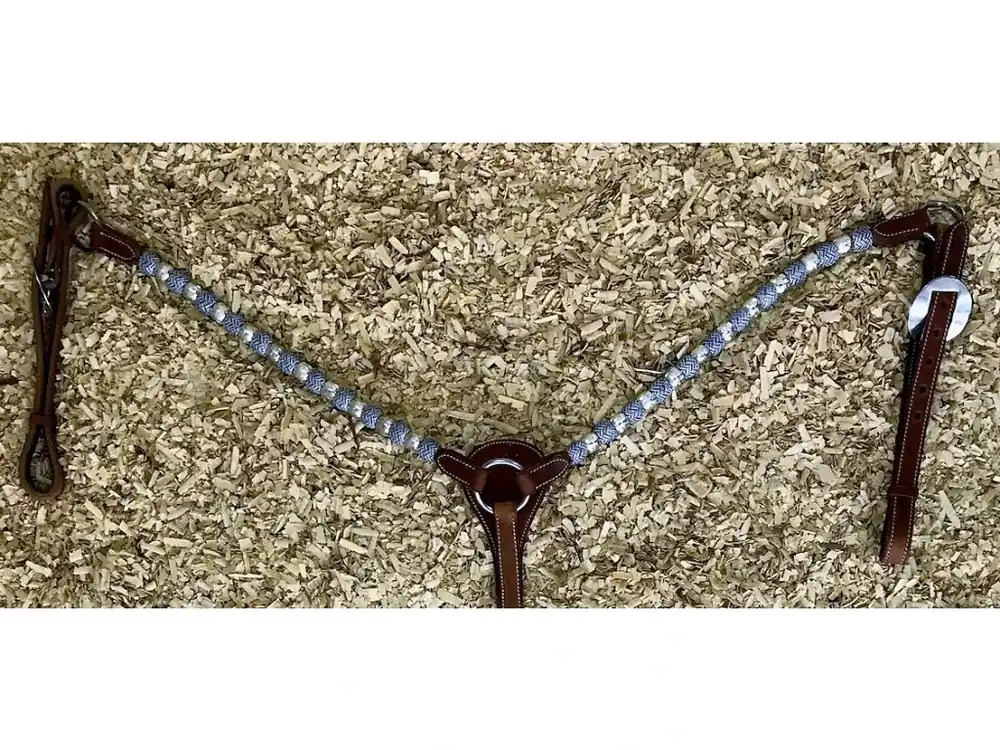 Buckaroo westernový poprsák s blued rawhide opletem a silver balls, brown Poslední Šance