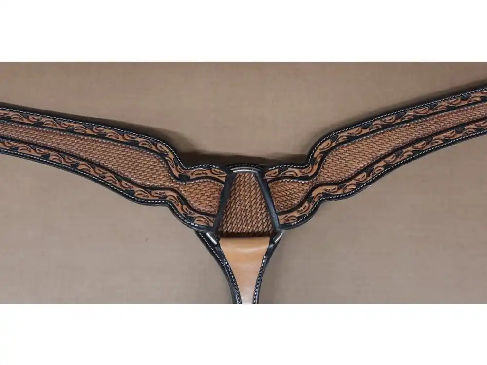 Westernový poprsák Leaf Basket tooling, russet/brown Nejlepší Volba