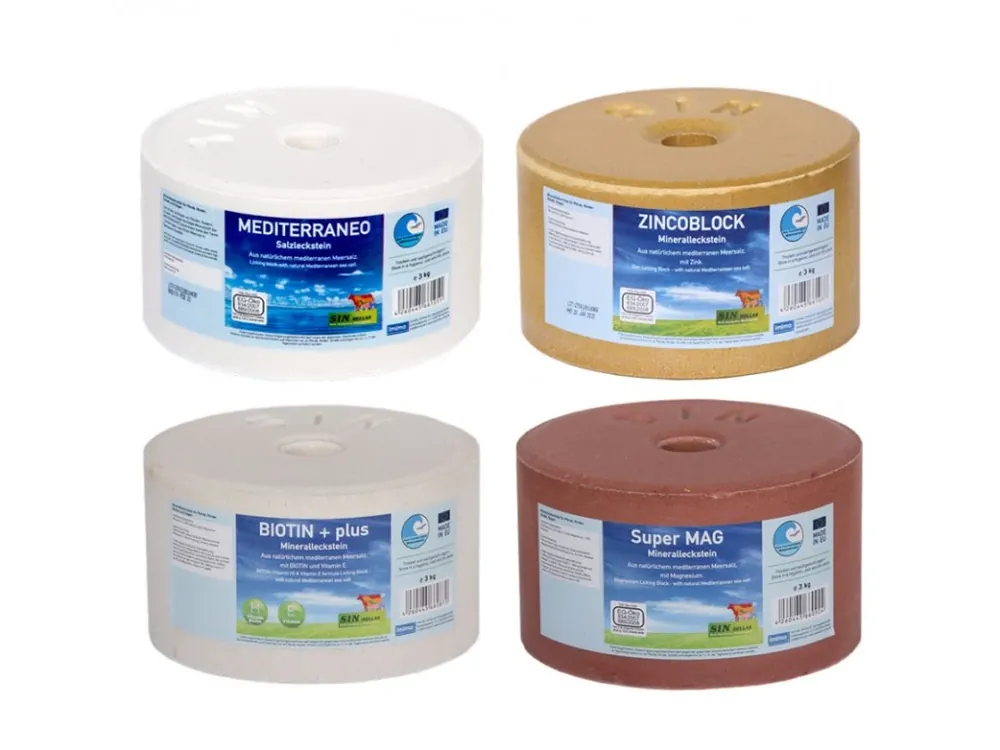 Přímo Od Výrobce Solný bar - zvýhodněný set obsahuje 3kg BIOTIN+, 3kg ZINKOBLOK, 3kg SUPERMAG, 3kg MEDITERRANEO