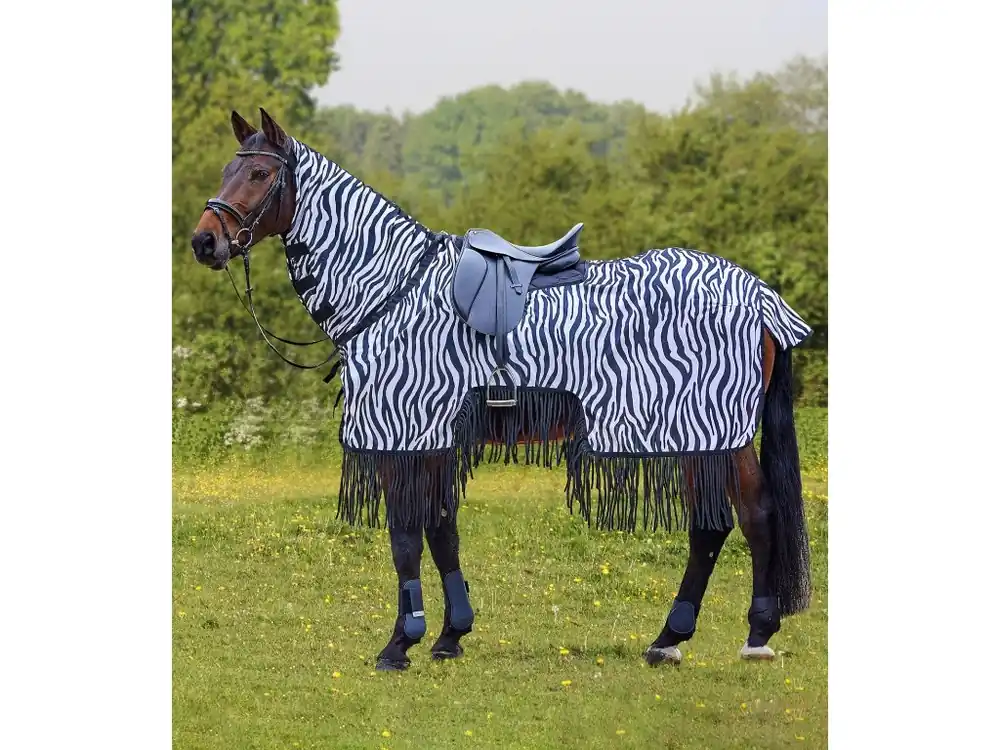 Síťovaná jezdecká deka Zebra Waldhausen, s krkem a třásněmi Bezpečná Platba