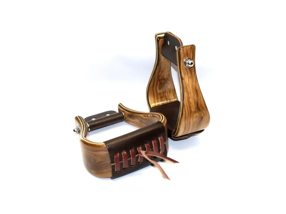 Prémiové dřevěné westernové třmeny – Flat Bottom 3" Levný