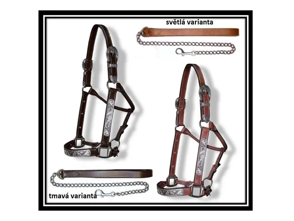 Show halter ohlávka s vodítkem, světle hnědá se silver doplňky Top Prodej