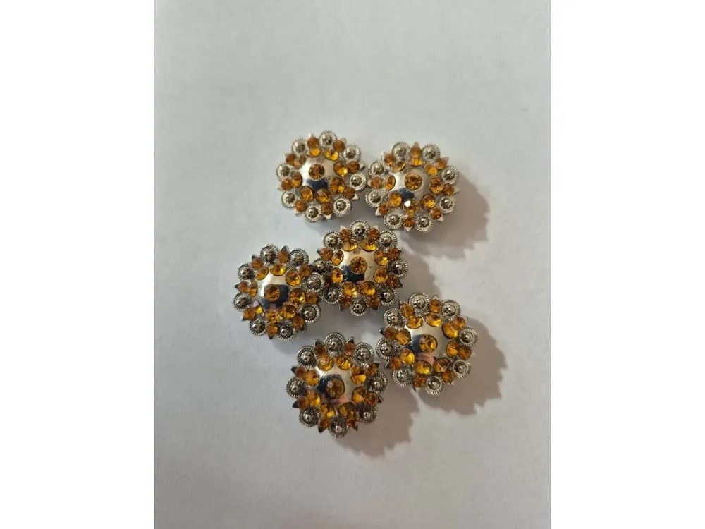 Náhradní Concho s Orange kamínky ve stříbrném základu, 1,9 cm, 2 šroubky Ověřený