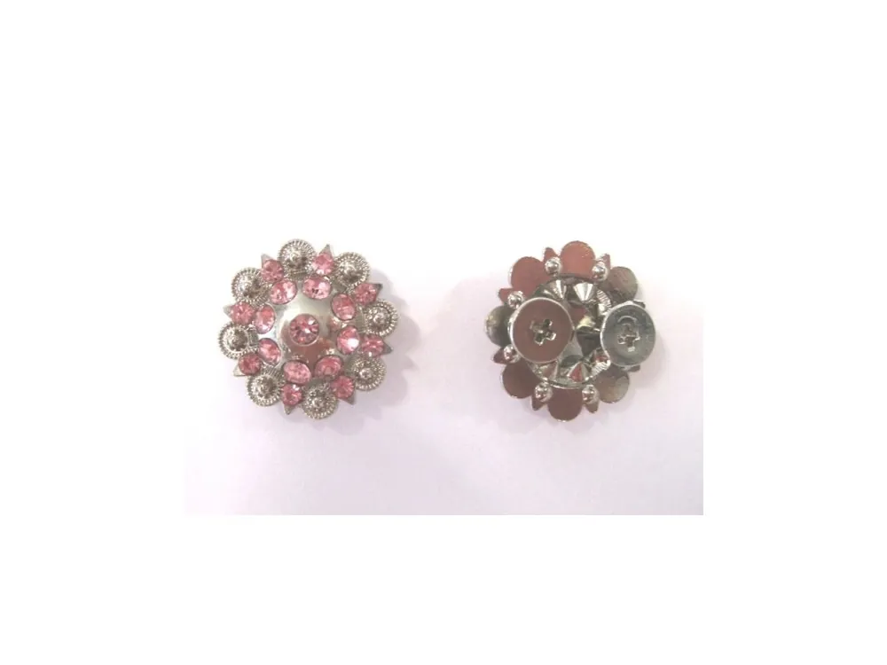 Náhradní Concho s Pink kamínky ve stříbrném základu, 1,9 cm, 2 šroubky Přímo Od Výrobce