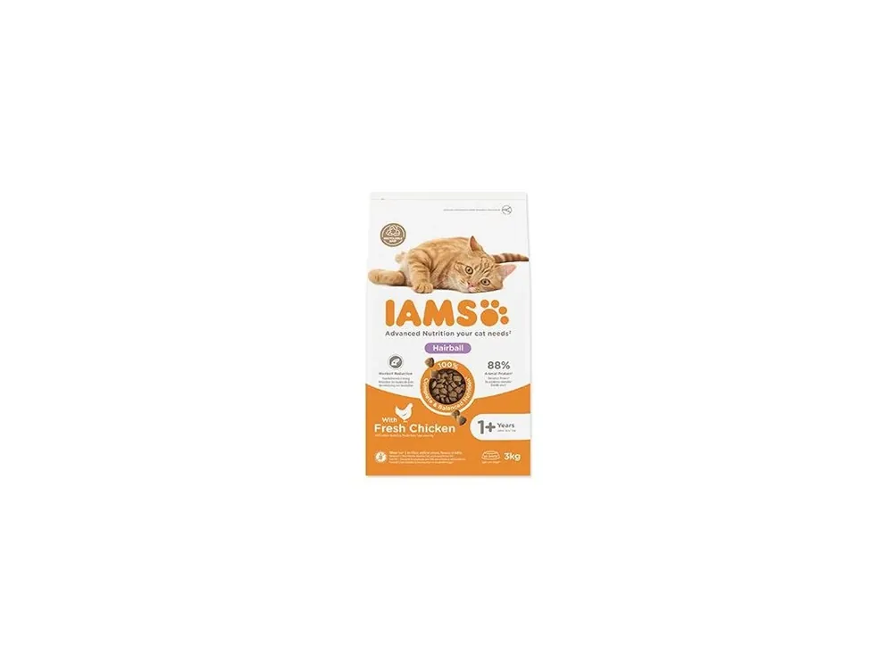 Iams Cat Adult Hairball Chicken 3kg Vysoce Kvalitní