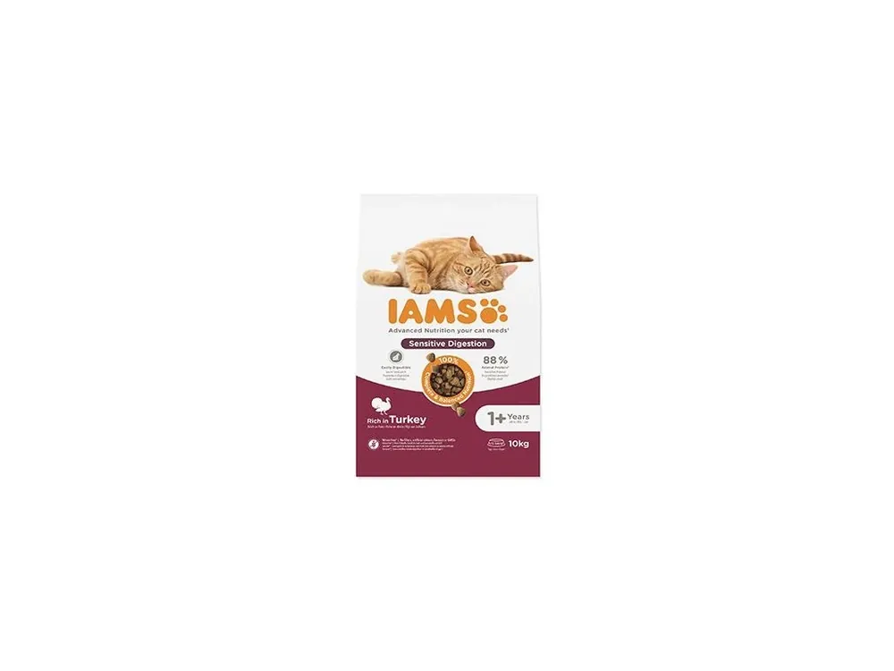 Iams Cat Adult Sensitive Digestion Turkey 10kg Dokud Zásoby Vydrží