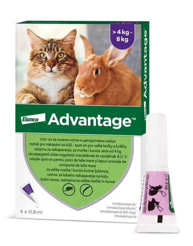 Aktuální ADVANTAGE 4 X 0,8ML PRO KOCKY NAD 4KG