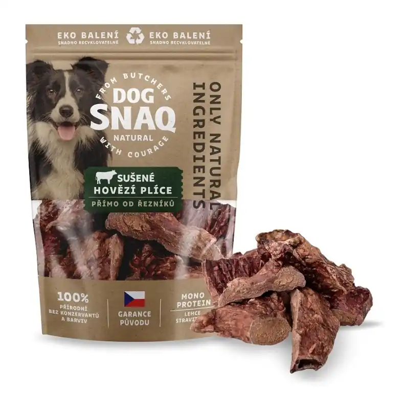Nová Kolekce DOG SNAQ - SUŠENÉ HOVĚZÍ PLÍCE 200 g
