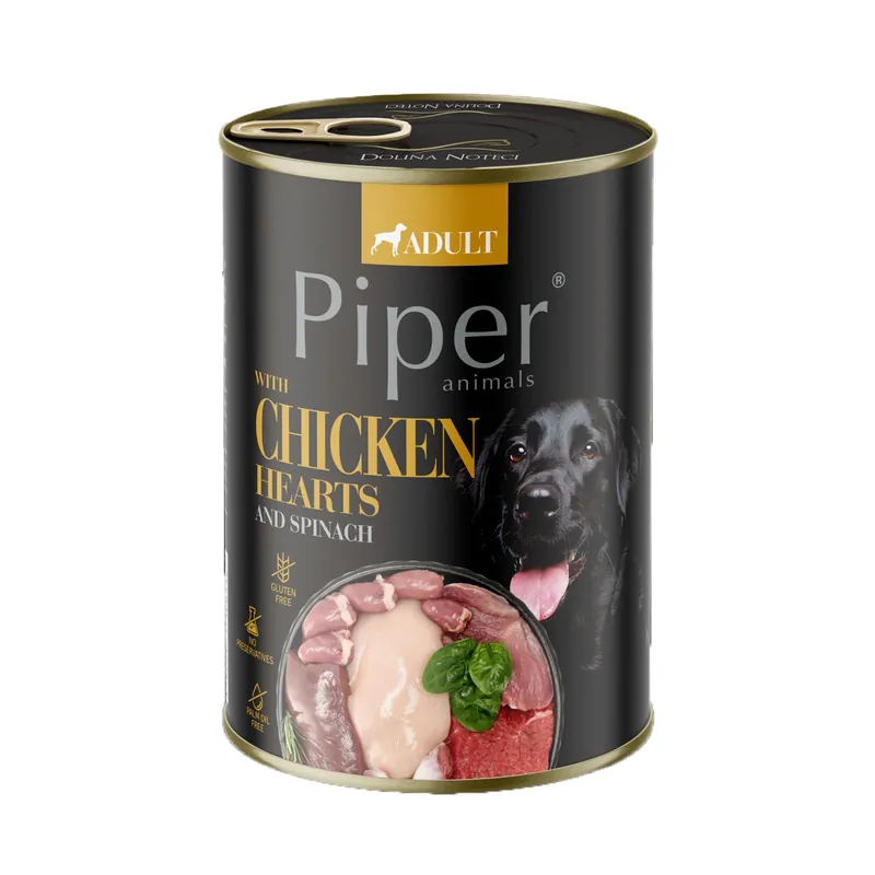 PIPER S KUŘECÍMI SRDÍČKY, ŠPENÁTEM A HNĚDOU RÝŽÍ 400 g Časově Omezené