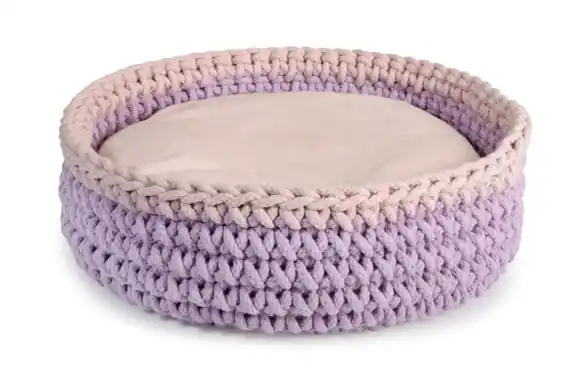 Víkendová Akce PLETENÝ KULATÝ PELECH 40 cm FIALOVÁ