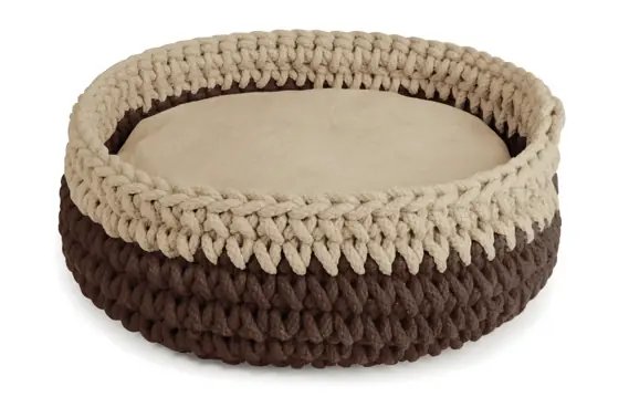 Cenově Výhodný PLETENÝ KULATÝ PELECH 40 cm HNĚDÁ