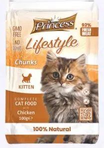 PRINCESS LIFESTYLE POUCHES CHUNKS 100G CHICKEN KITTEN Sleva